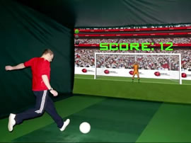 Footballer shooting in football simulator