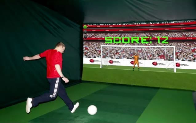 Footballer shooting in football simulator