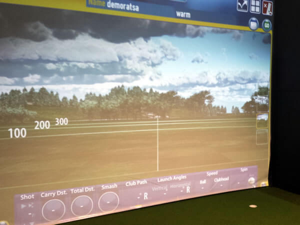 Golf simulator screen at McGuirks Golf Dublin