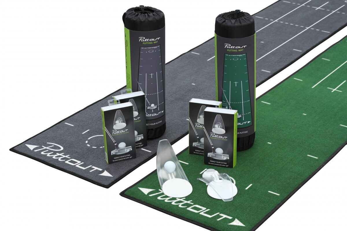 Puttout Pressure Putt Trainer With Deluxe Putting Mat Golf Swing