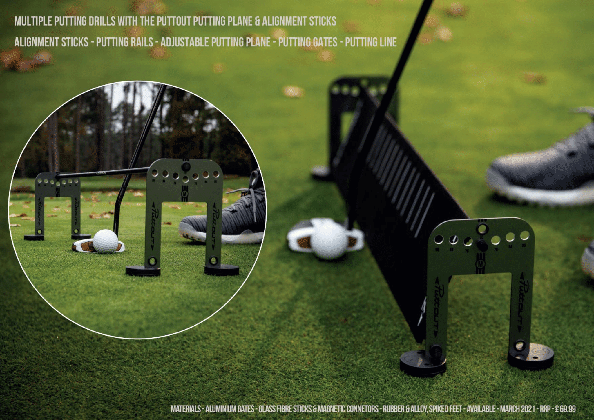 PuttOUT Putting Plane & Alignment Sticks Golf Swing Systems